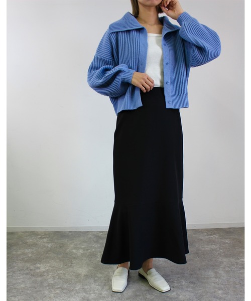 MLI'A(エムリア)の「ビッグカラースナップボタンニットカーディガン(カーディガン/ボレロ・レディース・ピンク/グリーン/サックスブルー/オレンジ/ナチュラル・M)」の10枚目の写真