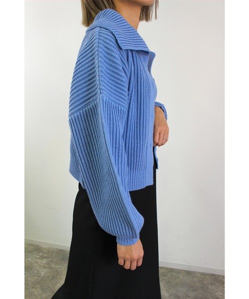 MLI'A(エムリア)の「ビッグカラースナップボタンニットカーディガン(カーディガン/ボレロ・レディース・ピンク/グリーン/サックスブルー/オレンジ/ナチュラル・M)」の13枚目の写真