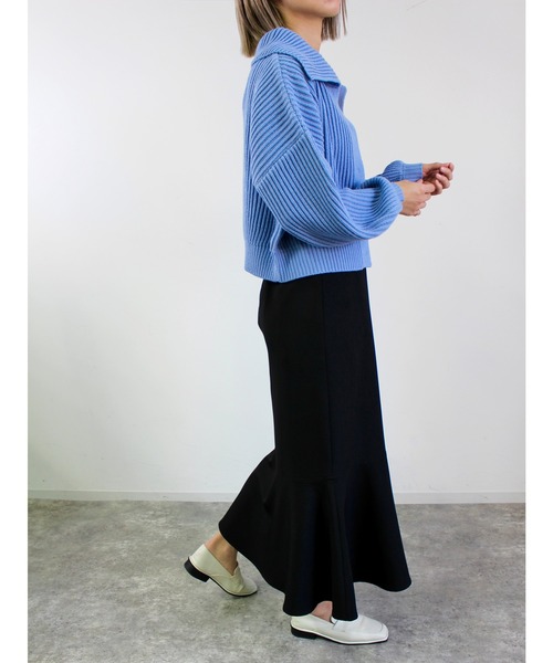 MLI'A(エムリア)の「ビッグカラースナップボタンニットカーディガン(カーディガン/ボレロ・レディース・ピンク/グリーン/サックスブルー/オレンジ/ナチュラル・M)」の16枚目の写真