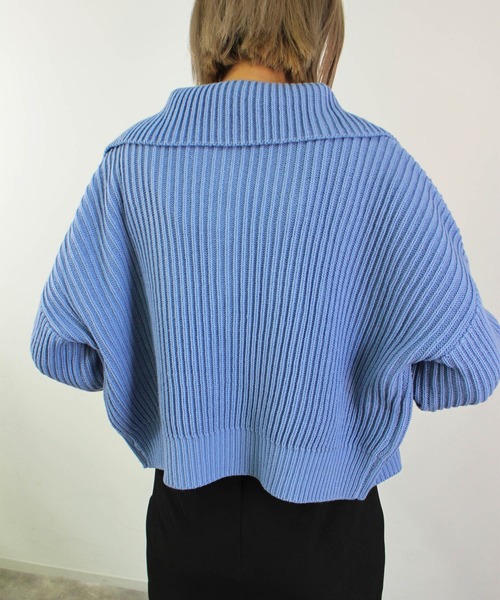 MLI'A(エムリア)の「ビッグカラースナップボタンニットカーディガン(カーディガン/ボレロ・レディース・ピンク/グリーン/サックスブルー/オレンジ/ナチュラル・M)」の19枚目の写真