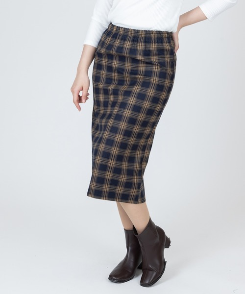 Anuenue（アヌエヌエ）の「チェック柄タイトスカート（スカート・レディース・ブラック/ブラウン・2L/S/M/L）」の2枚目の写真