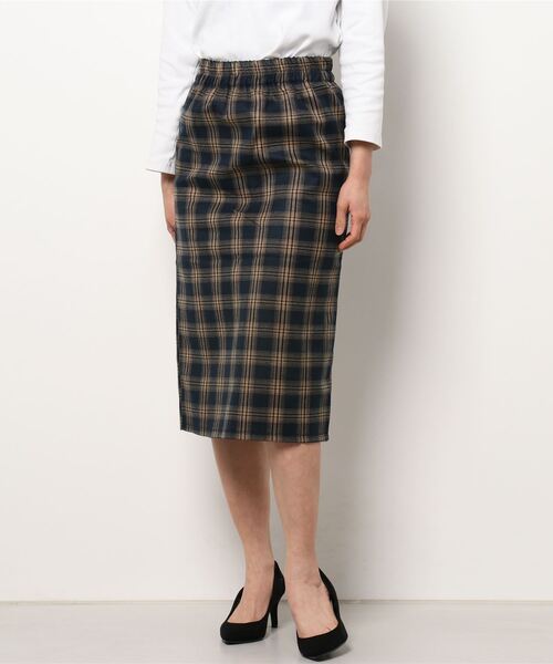 Anuenue（アヌエヌエ）の「チェック柄タイトスカート（スカート・レディース・ブラック/ブラウン・2L/S/M/L）」の6枚目の写真