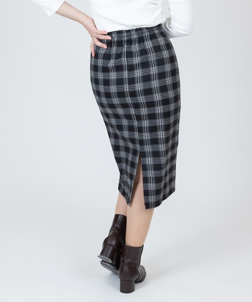 Anuenue（アヌエヌエ）の「チェック柄タイトスカート（スカート・レディース・ブラック/ブラウン・2L/S/M/L）」の13枚目の写真