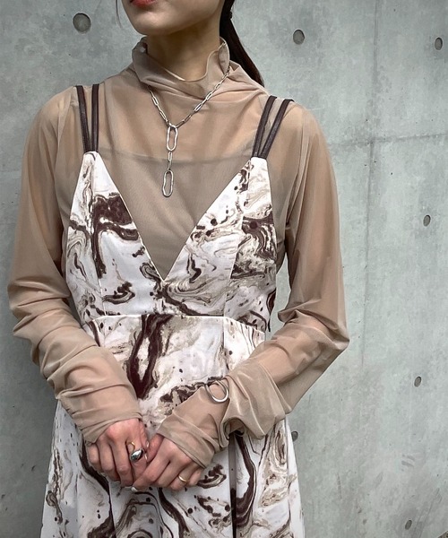 &g'aime（アンジェム）の「【＆g'aime】マーブル柄キャミワンピース