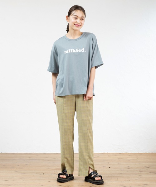 MILKFED.（ミルクフェド）の「PLAID CENTER SLIT PANTS（その他パンツ・レディース・オレンジ/ライトグリーン・ONE SIZE）」の10枚目の写真