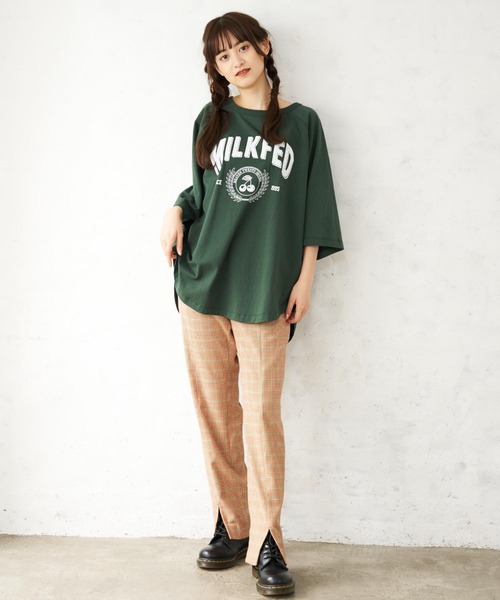 MILKFED.（ミルクフェド）の「PLAID CENTER SLIT PANTS（その他パンツ・レディース・オレンジ/ライトグリーン・ONE SIZE）」の6枚目の写真