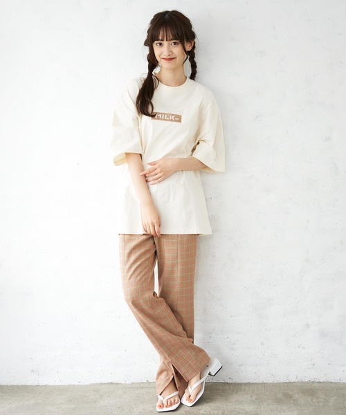 MILKFED.（ミルクフェド）の「PLAID CENTER SLIT PANTS（その他パンツ・レディース・オレンジ/ライトグリーン・ONE SIZE）」の13枚目の写真