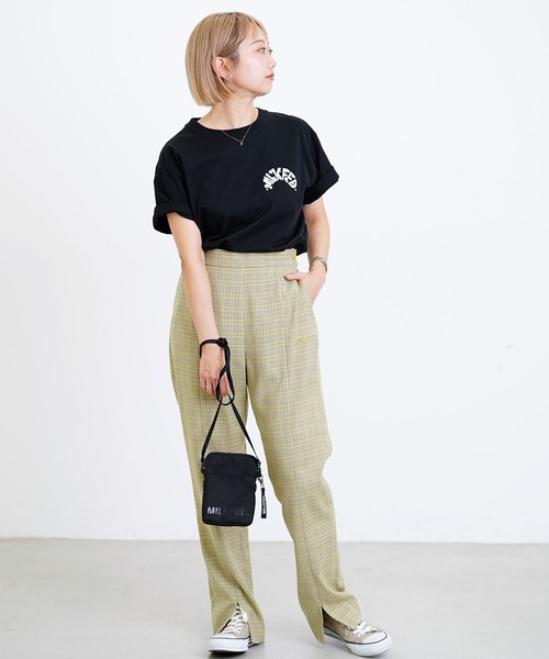 MILKFED.（ミルクフェド）の「PLAID CENTER SLIT PANTS（その他パンツ・レディース・オレンジ/ライトグリーン・ONE SIZE）」の4枚目の写真