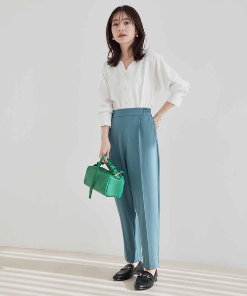 【WEB限定】キラッと釦ブラウス&テーパードパンツセット【sustainable】