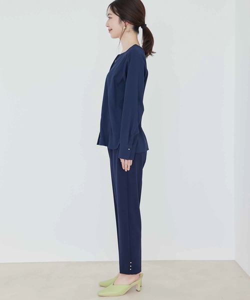 【WEB限定】キラッと釦ブラウス&テーパードパンツセット【sustainable】