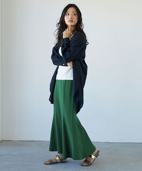 NICOLE white（ニコルホワイト）の「カットジョーゼット マーメードスカート ロング丈（スカート・レディース・ブラック/ピンク/ブルー/グリーン・FREE）」の21枚目の写真