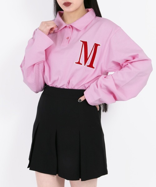 WC(ダブル シー)の「イニシャル刺繍ポロシャツ(Tシャツ/カットソー・レディース・ホワイト/ブラック/グリーン/ピンク・FREE)」の4枚目の写真