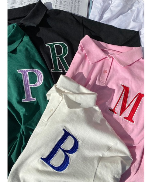 WC(ダブル シー)の「イニシャル刺繍ポロシャツ(Tシャツ/カットソー・レディース・ホワイト/ブラック/グリーン/ピンク・FREE)」の8枚目の写真