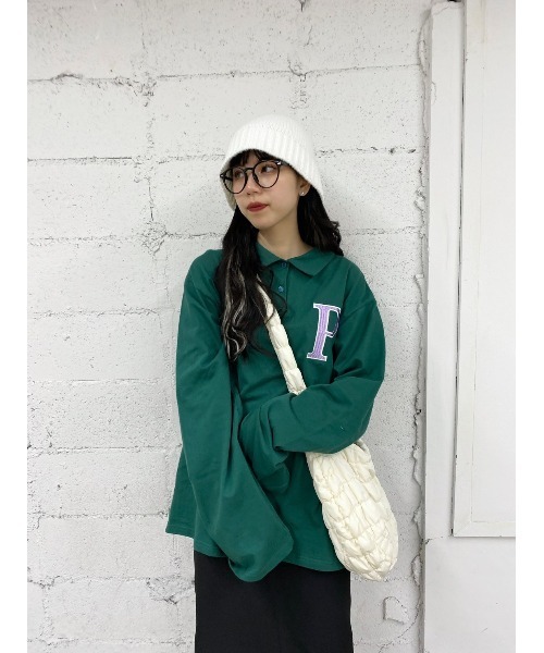 WC(ダブル シー)の「イニシャル刺繍ポロシャツ(Tシャツ/カットソー・レディース・ホワイト/ブラック/グリーン/ピンク・FREE)」の10枚目の写真