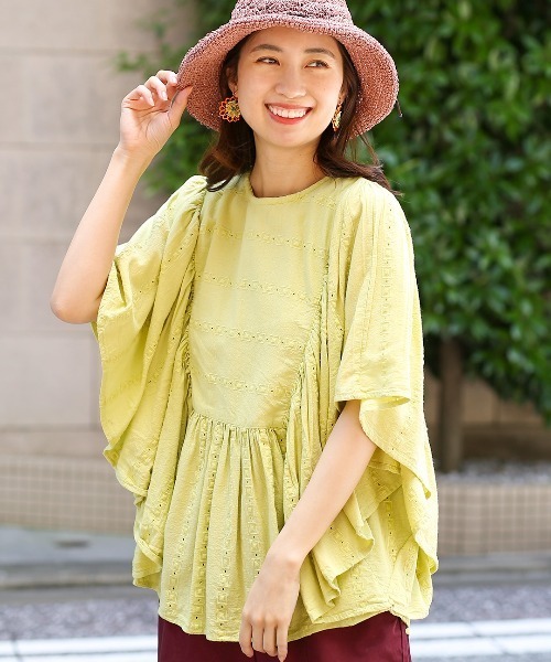 チチカカ（チチカカ）の「コットンレース ストライププルオーバー（シャツ/ブラウス・レディース・パープル/ブラウン/イエロー・FREE）」の3枚目の写真