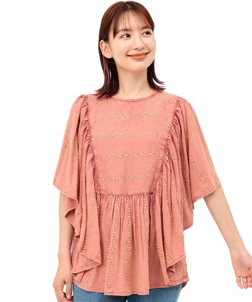 チチカカ（チチカカ）の「コットンレース ストライププルオーバー（シャツ/ブラウス・レディース・パープル/ブラウン/イエロー・FREE）」の10枚目の写真