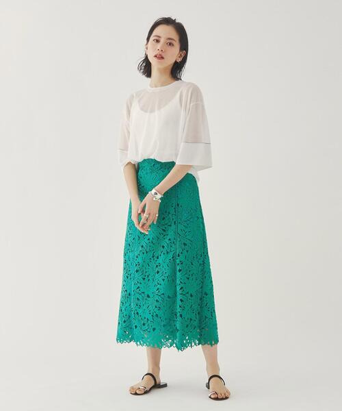 EMMEL REFINES(エメルリファインズ)の「<EMMEL REFINES(エメル リファインズ)>EM ケミカルレース セミフレア スカート(スカート・レディース・ケリー/ナチュラル/シャーベット・S/XS/M)」の18枚目の写真