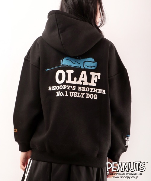PEANUTS（ピーナッツ）の「PEANUTS/ﾋﾟｰﾅｯﾂ　ｽﾇｰﾋﾟｰ/ﾁｬｰﾘｰﾌﾞﾗｳﾝ/ｵﾗﾌ 裏起毛長袖ｽｳｪｯﾄﾌｰﾃﾞｨｰﾊﾟｰｶｰ（パーカー・レディース・ブラック/ホワイト系その他/ブラック系その他/オフホワイト/ライトブルーグレー/杢グレー/ブラック系その他3/ブラック系その他2/ネイビー/グレー系その他2/グレー系その他3/ブラック系その他4/ピンクベージュ/アッシュグレー/ブルーグリーン/グレー系その他/ブルーグレー・M/L/LL/S）」の5枚目の写真