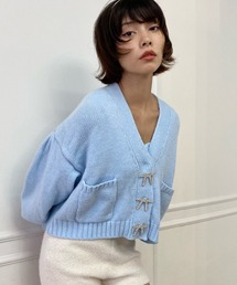 【lissi Boutique】ビジューリボンニットキャミソール付きカーディガン
