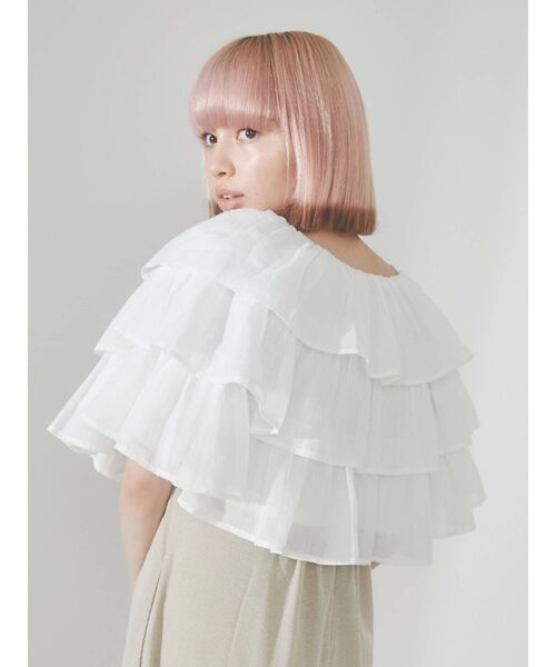 merry jenny（メリージェニー）の「ruffleガーゼティアードガウン（Tシャツ/カットソー・レディース・オフホワイト/チャコールグレー/クリーム・FREE）」の19枚目の写真