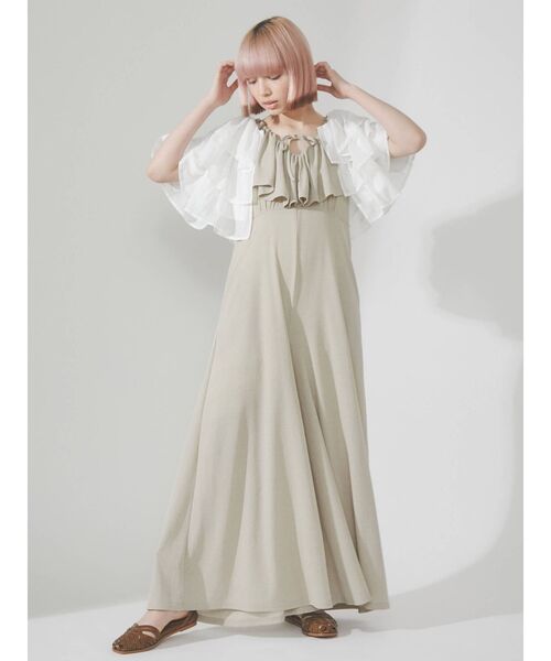 merry jenny（メリージェニー）の「ruffleガーゼティアードガウン（Tシャツ/カットソー・レディース・オフホワイト/チャコールグレー/クリーム・FREE）」の5枚目の写真