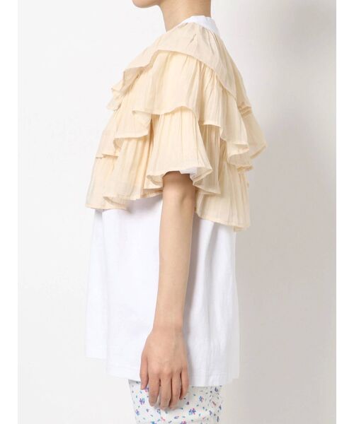 merry jenny（メリージェニー）の「ruffleガーゼティアードガウン（Tシャツ/カットソー・レディース・オフホワイト/チャコールグレー/クリーム・FREE）」の15枚目の写真