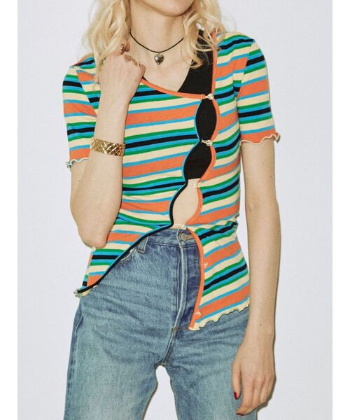 jouetie(ジュエティ)の「2WAYアシメボタンテレコトップス(Tシャツ/カットソー・レディース・ブラック/ブルー/グリーン/その他1・MEDIUM)」の20枚目の写真