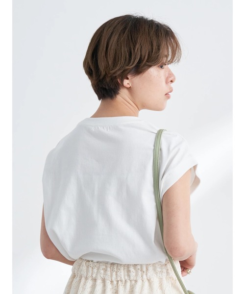 earth music&ecology(アースミュージックアンドエコロジー)の「フレンチスリーブロゴTシャツ(Tシャツ/カットソー・レディース・ブラック/オフホワイト/オリーブ/ピンクベージュ・FREE)」の22枚目の写真