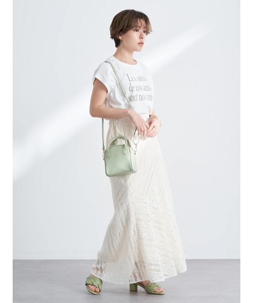 earth music&ecology(アースミュージックアンドエコロジー)の「フレンチスリーブロゴTシャツ(Tシャツ/カットソー・レディース・ブラック/オフホワイト/オリーブ/ピンクベージュ・FREE)」の9枚目の写真