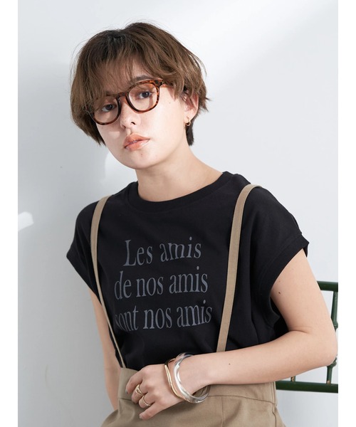 earth music&ecology(アースミュージックアンドエコロジー)の「フレンチスリーブロゴTシャツ(Tシャツ/カットソー・レディース・ブラック/オフホワイト/オリーブ/ピンクベージュ・FREE)」の5枚目の写真