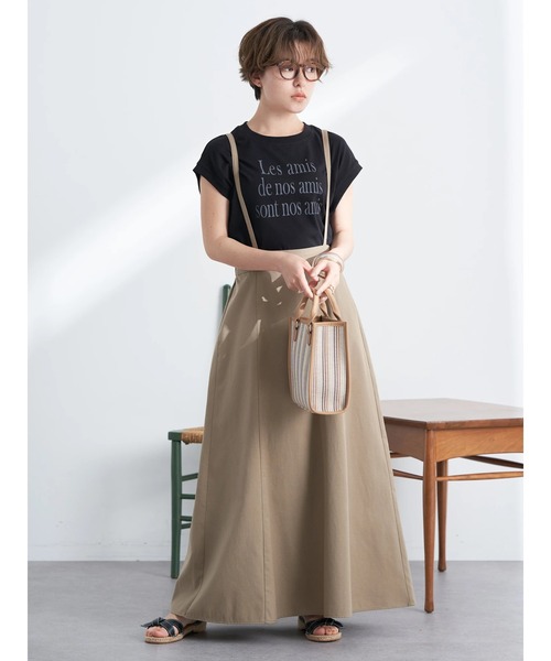 earth music&ecology(アースミュージックアンドエコロジー)の「フレンチスリーブロゴTシャツ(Tシャツ/カットソー・レディース・ブラック/オフホワイト/オリーブ/ピンクベージュ・FREE)」の14枚目の写真