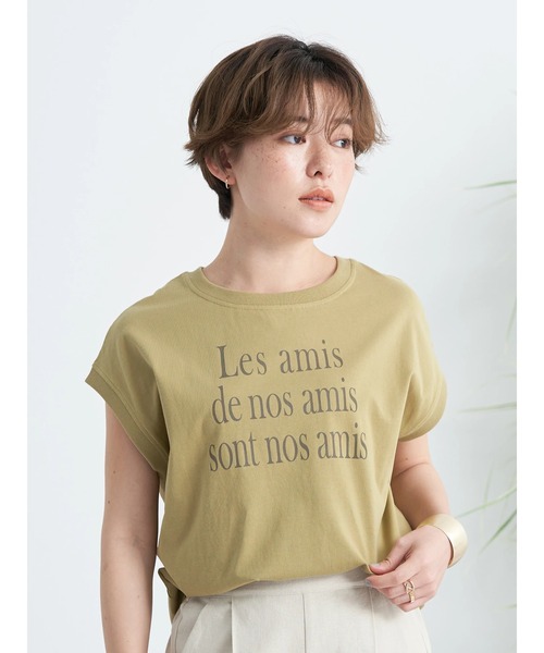 earth music&ecology(アースミュージックアンドエコロジー)の「フレンチスリーブロゴTシャツ(Tシャツ/カットソー・レディース・ブラック/オフホワイト/オリーブ/ピンクベージュ・FREE)」の10枚目の写真