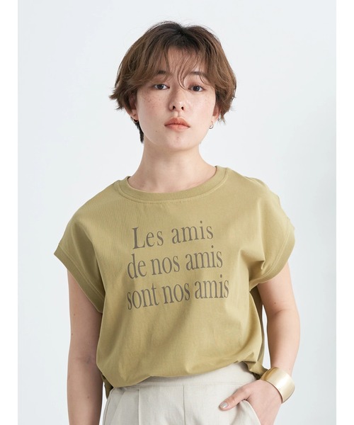 earth music&ecology(アースミュージックアンドエコロジー)の「フレンチスリーブロゴTシャツ(Tシャツ/カットソー・レディース・ブラック/オフホワイト/オリーブ/ピンクベージュ・FREE)」の19枚目の写真