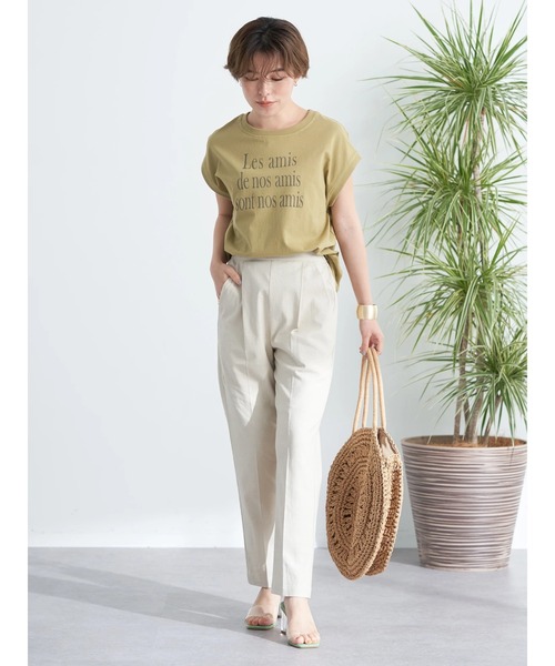 earth music&ecology(アースミュージックアンドエコロジー)の「フレンチスリーブロゴTシャツ(Tシャツ/カットソー・レディース・ブラック/オフホワイト/オリーブ/ピンクベージュ・FREE)」の15枚目の写真