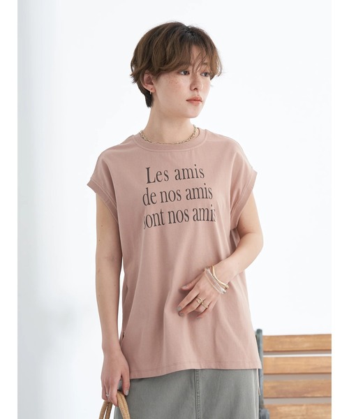 earth music&ecology(アースミュージックアンドエコロジー)の「フレンチスリーブロゴTシャツ(Tシャツ/カットソー・レディース・ブラック/オフホワイト/オリーブ/ピンクベージュ・FREE)」の11枚目の写真