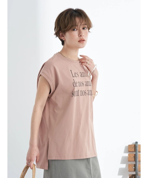 earth music&ecology(アースミュージックアンドエコロジー)の「フレンチスリーブロゴTシャツ(Tシャツ/カットソー・レディース・ブラック/オフホワイト/オリーブ/ピンクベージュ・FREE)」の20枚目の写真