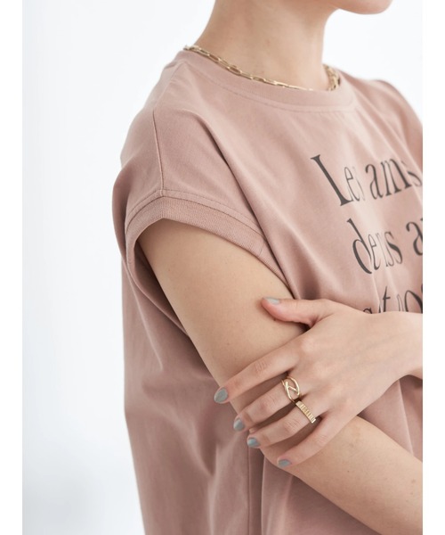 earth music&ecology(アースミュージックアンドエコロジー)の「フレンチスリーブロゴTシャツ(Tシャツ/カットソー・レディース・ブラック/オフホワイト/オリーブ/ピンクベージュ・FREE)」の21枚目の写真