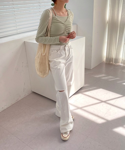 by muni:r（バイ ムニール）の「ポイントネットバック（ショルダーバッグ・レディース・ブラック/アイボリー・ONE SIZE）」の3枚目の写真