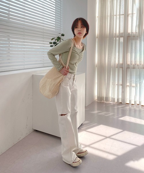 by muni:r（バイ ムニール）の「ポイントネットバック（ショルダーバッグ・レディース・ブラック/アイボリー・ONE SIZE）」の11枚目の写真