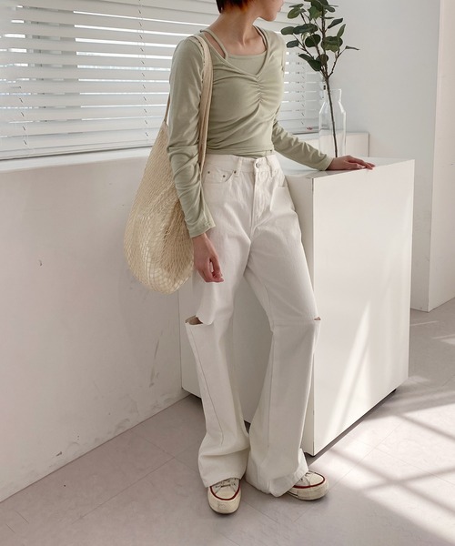 by muni:r（バイ ムニール）の「ポイントネットバック（ショルダーバッグ・レディース・ブラック/アイボリー・ONE SIZE）」の7枚目の写真