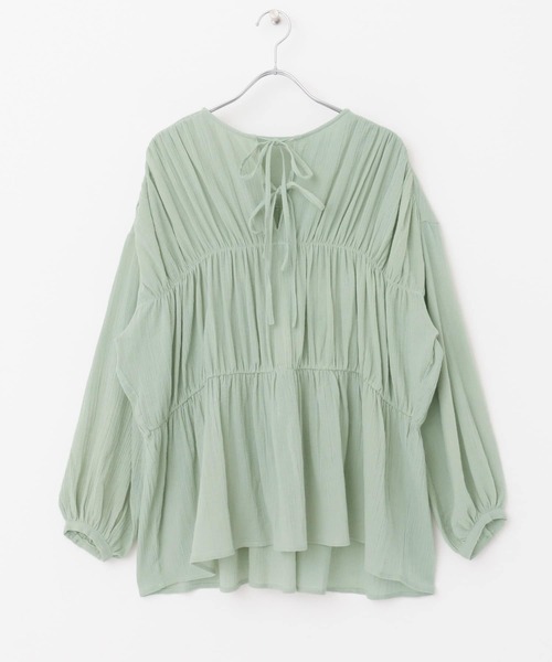 URBAN RESEARCH DOORS（アーバンリサーチドアーズ）の「シャーリングフロントリボンブラウス（シャツ/ブラウス・レディース・オフホワイト/ミント/ブラック・MEDIUM）」の22枚目の写真