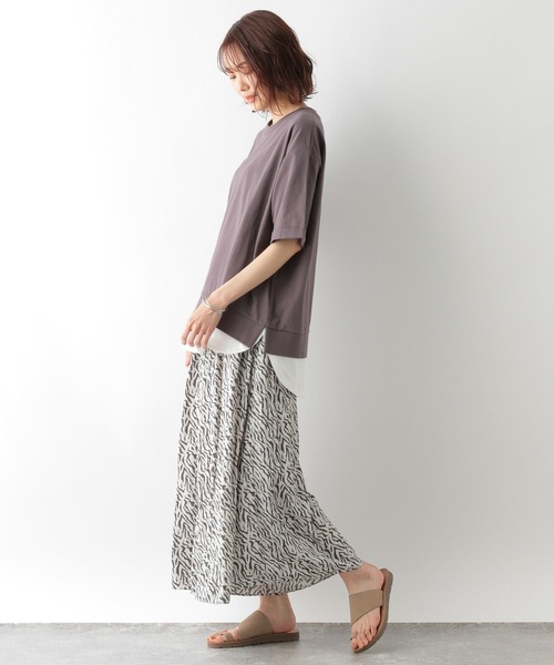 GLOBAL WORK（グローバルワーク）の「フェイクレイヤードT半袖/276868（Tシャツ/カットソー・レディース・ブラウン/ブラック/ラベンダー/オリーブ/ベージュ・MEDIUM/LARGE）」の9枚目の写真