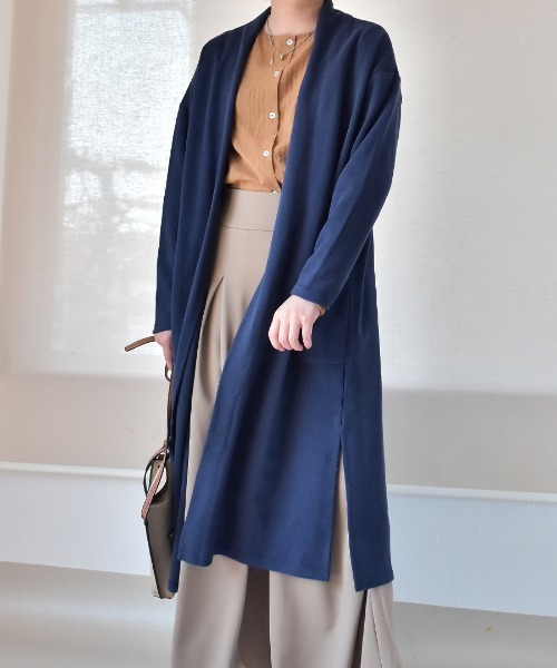 Coo+i(クーイ)の「ロングカーディガン(カーディガン/ボレロ・レディース・ピンク/モカ/アイボリー/ネイビー/ブルー/ブラック/ブラウン/ミント・FREE)」の6枚目の写真