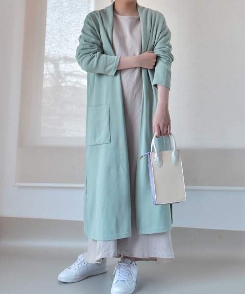 Coo+i(クーイ)の「ロングカーディガン(カーディガン/ボレロ・レディース・ピンク/モカ/アイボリー/ネイビー/ブルー/ブラック/ブラウン/ミント・FREE)」の5枚目の写真