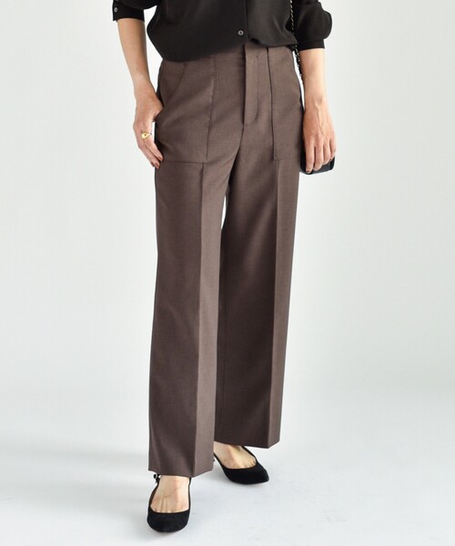 UNTITLED（アンタイトル）の「◆【美シルエット】ハイウエスト ストレッチパンツ＜洗える／オンオフどちらも＞（その他パンツ・レディース・ダークブラウン/ブラック・00/02/44/48/03/01/42/46/04/50）」の2枚目の写真