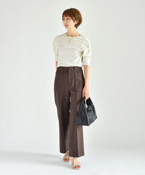 UNTITLED（アンタイトル）の「◆【美シルエット】ハイウエスト ストレッチパンツ＜洗える／オンオフどちらも＞（その他パンツ・レディース・ダークブラウン/ブラック・00/02/44/48/03/01/42/46/04/50）」の19枚目の写真