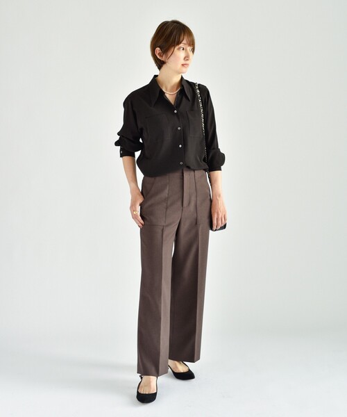 UNTITLED（アンタイトル）の「◆【美シルエット】ハイウエスト ストレッチパンツ＜洗える／オンオフどちらも＞（その他パンツ・レディース・ダークブラウン/ブラック・00/02/44/48/03/01/42/46/04/50）」の20枚目の写真