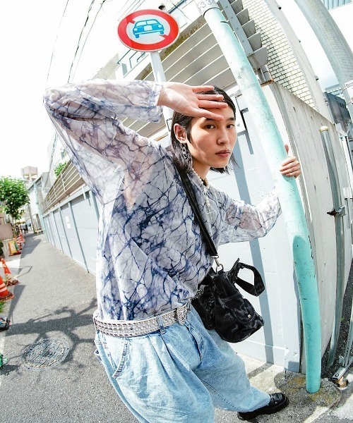XU（エックスユー）の「【XU/エックスユー】pattern see-through long sleeve tee/パターン 柄 シースルー 透け感 ロング スリーブ 長袖Tシャツ（その他トップス・メンズ・グレー/ブルー・ONE SIZE）」の6枚目の写真