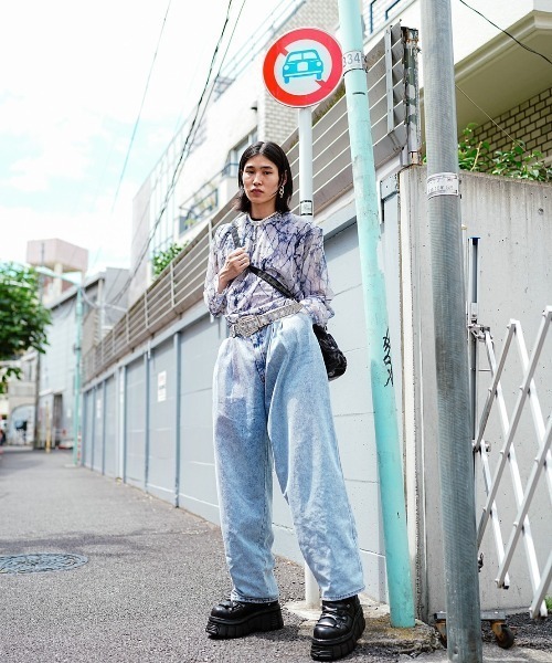 XU（エックスユー）の「【XU/エックスユー】pattern see-through long sleeve tee/パターン 柄 シースルー 透け感 ロング スリーブ 長袖Tシャツ（その他トップス・メンズ・グレー/ブルー・ONE SIZE）」の8枚目の写真