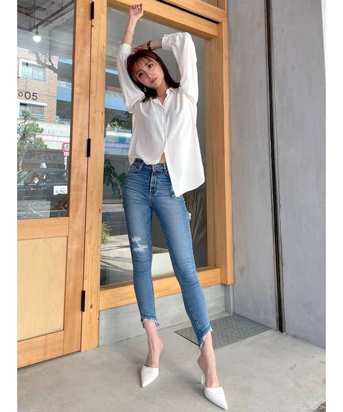 GYDA（ジェイダ）の「ショルダーOPEN DRAPE ブラウス（シャツ/ブラウス・レディース・ブラック/オフホワイト・FREE）」の16枚目の写真